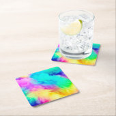 鮮やかな虹色のふわふわした毛皮の質感-75201 スクエアペーパーコースター (インサイチュ)