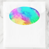 鮮やかな虹色のふわふわした毛皮の質感-75201 楕円形シール (バッグ)