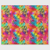 鮮やかな虹色のトラの縞模様 ラッピングペーパー (フラット)