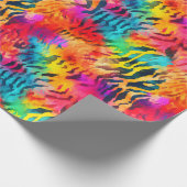 鮮やかな虹色のトラの縞模様 ラッピングペーパー (角)