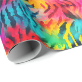 鮮やかな虹色のトラの縞模様 ラッピングペーパー (ロールコーナー)