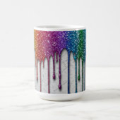 鮮やかな虹色のペイントドリップス コーヒーマグカップ (中央)