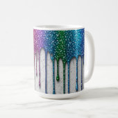 鮮やかな虹色のペイントドリップス コーヒーマグカップ (正面右)
