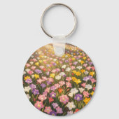 鮮やかな虹色のユリの花畑 キーホルダー (裏面)