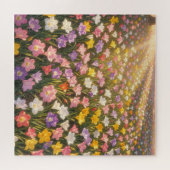 鮮やかな虹色のユリの花畑 ジグソーパズル (横)