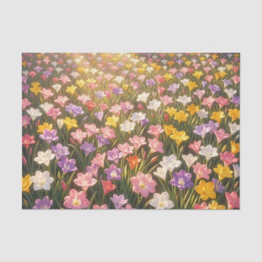 鮮やかな虹色のユリの花畑 薄葉紙 (正面)