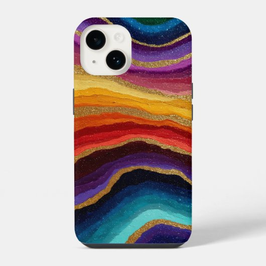 鮮やかな虹色の瑪瑙ジオード iPhoneケース (裏面)