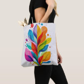 鮮やかな虹色の生命の樹抽象グラフィック トートバッグ (クローズアップ)