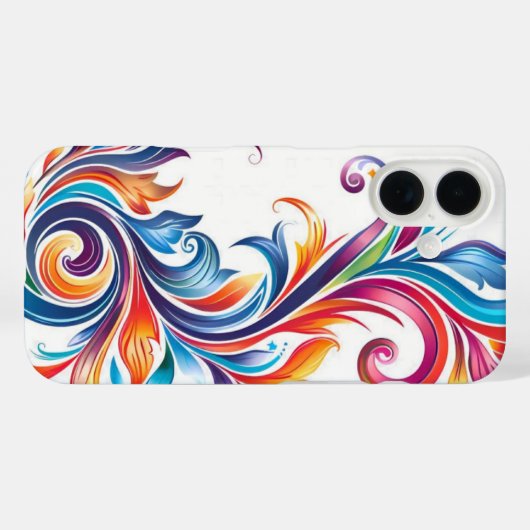 鮮やかな虹色バロックスクロールワークフラワーパターン Case-Mate iPhoneケース (裏面 (横))