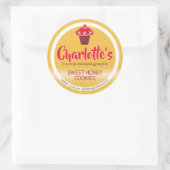 鮮やかな蜂蜜黄色の赤いカップケーキかわいいラベル ラウンドシール (バッグ)