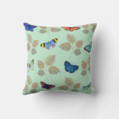 鮮やかな蝶と枝のシームレスなパターン クッション (裏面)