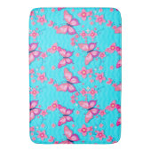 鮮やかな蝶と花のデザイン バスマット (正面縦)
