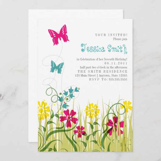 鮮やかな蝶の庭 招待状 (正面/裏面)