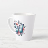 鮮やかな蝶の花束アート-96283 カフェラテマグ (左アングル)