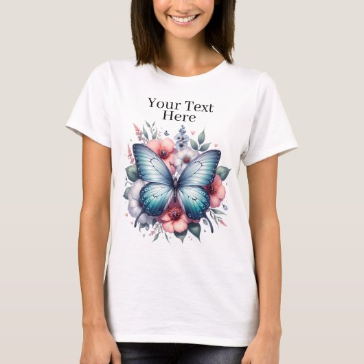 鮮やかな蝶の花束アート-96283 Tシャツ (正面)