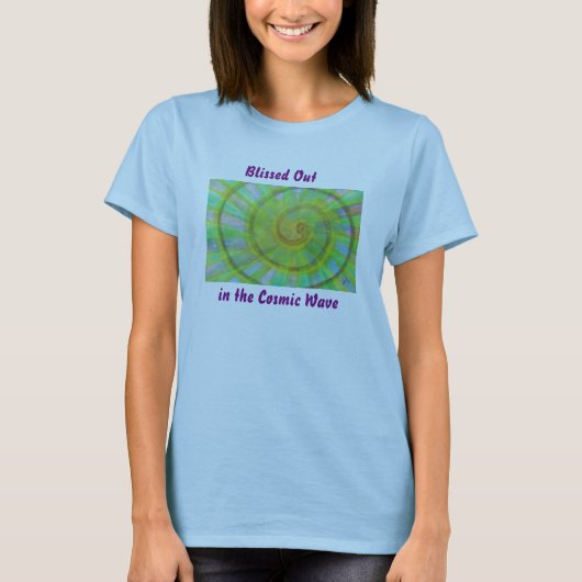 鮮やかな螺線形および万華鏡のように千変万化するパターンの水彩画 Tシャツ (正面)