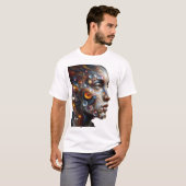 鮮やかな表現：抽象芸術人間顔アート Tシャツ (正面フル)