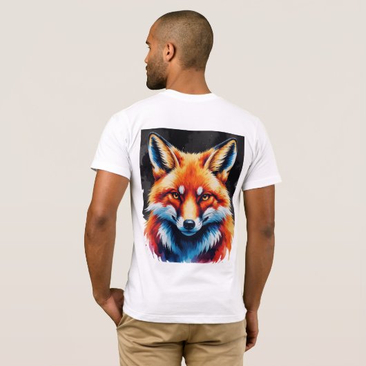 鮮やかな視線 – キツネの炎の精神 Tシャツ (裏面フル)