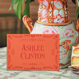 鮮やかな誓い：スペインの民俗ウェディング・招待状