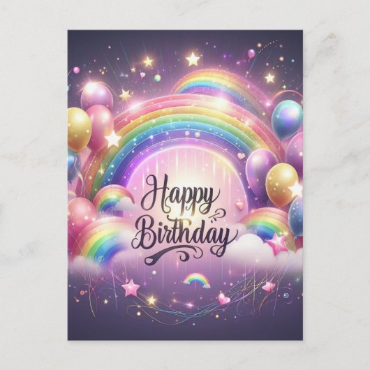 鮮やかな誕生日のお祝いカード ポストカード (正面)