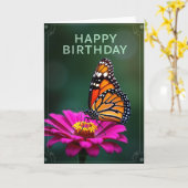 鮮やかな誕生日の昆虫カード カード (黄色い花)