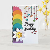 鮮やかな誕生日の色 カード (黄色い花)