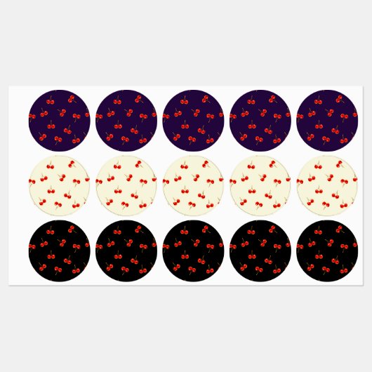 鮮やかな赤いさくらんぼ ラベル (シート)