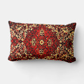 鮮やかな赤いのペルシャ絨毯のデザインおよびクリーム色 ランバークッション (裏面)