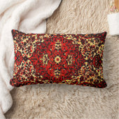 鮮やかな赤いのペルシャ絨毯のデザインおよびクリーム色 ランバークッション (ブランケット)