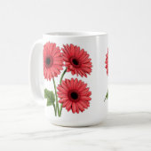鮮やかな赤いガーベラの花束 コーヒーマグカップ (正面左)