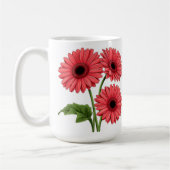 鮮やかな赤いガーベラの花束 コーヒーマグカップ (左)