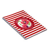 鮮やかな赤いケシのフローラサークル白ストライプ色 ノートブック (右側)