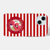 鮮やかな赤いケシのフローラサークル白ストライプ色 Case-Mate iPhoneケース (裏面 (横))