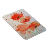 鮮やかな赤いケシの水彩花 マグネット (右側)