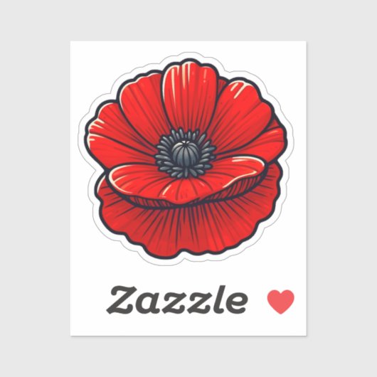 鮮やかな赤いケシの花 シール (シート)
