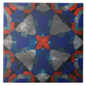 鮮やかな赤いスターバストと癒しの青いアクセント タイル (正面)