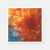 鮮やかな赤いダリアの花の紙ナプキン スタンダードカクテルナプキン (正面)