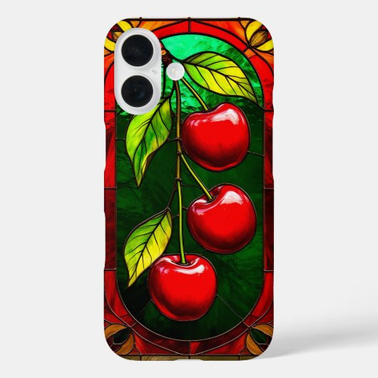 鮮やかな赤いチェリーと緑の葉 Case-Mate iPhoneケース (裏面)