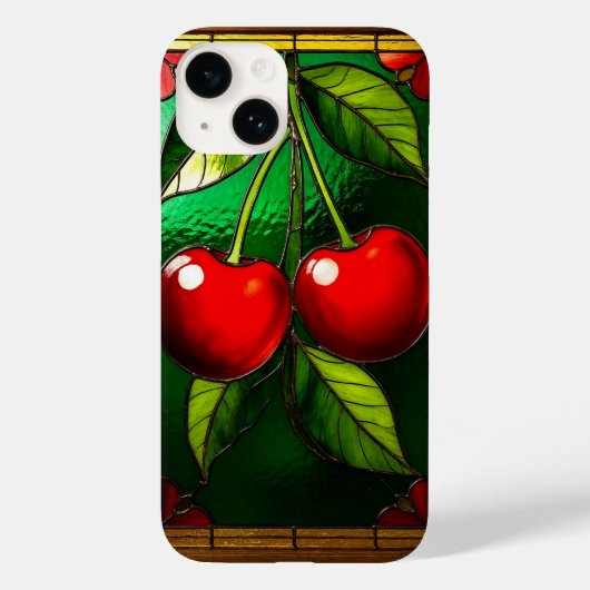 鮮やかな赤いチェリーと緑の葉 Case-Mate iPhoneケース (裏面)