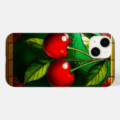 鮮やかな赤いチェリーと緑の葉 Case-Mate iPhoneケース (裏面 (横))