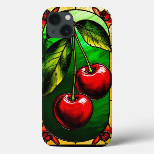 鮮やかな赤いチェリーと緑の葉 Case-Mate iPhoneケース (裏面)