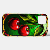 鮮やかな赤いチェリーと緑の葉 Case-Mate iPhoneケース (裏面 (横))