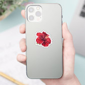 鮮やかな赤いハイビスカスの花 シール (スマートフォン)