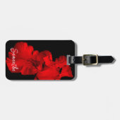 鮮やかな赤いヒゲのあるアイリス 花のカスタマイズ ラゲッジタグ (正面横)