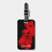 鮮やかな赤いヒゲのあるアイリス 花のカスタマイズ ラゲッジタグ (正面縦)
