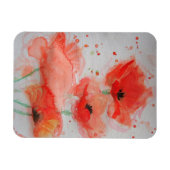 鮮やかな赤いポピーの水彩画の誕生日花束 マグネット (横)