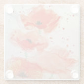 鮮やかな赤いポピーの水彩花 ガラスコースター (裏面)