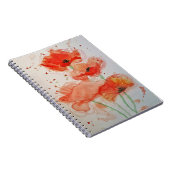 鮮やかな赤いポピーの水彩花  ノートブック (右側)