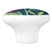 鮮やかな赤いポピーフローラ水色ダークターコイズ セラミックノブ (側面)