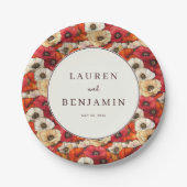 鮮やかな赤いポピー ペーパープレート (正面)